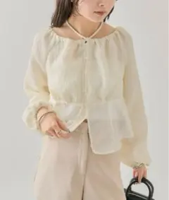 ミスティック シアー コルセット ブラウス オフショル アイボリー 長袖