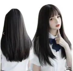 新品　黒髪ロングストレート　フルウィッグのサムネイル