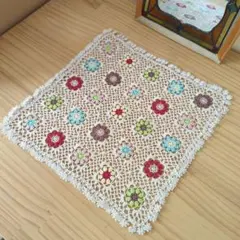 カラフル花モチーフ　ドイリー　目隠しカバー レース編み