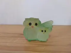 ガラス製フクロウ親子　インテリア置き物