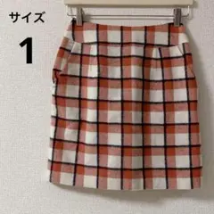 【エニィスィス】タイトスカート　ミニ　フランネル　チェック　レッド　赤系　1のサムネイル