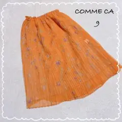 【COMME CA/コムサ】 プリーツスカート 花柄 オレンジ (9)
