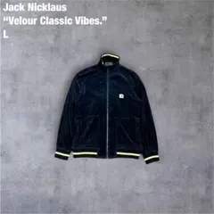 Jack Nicklaus ベロア トラックJKT L ネイビー×イエローライン