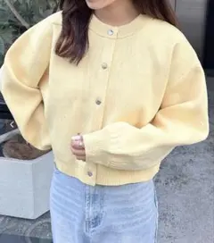 INGNI ショート丈スポンディッシュニットカーディガン イエロー