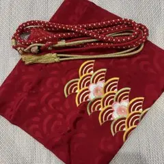 【美品】着物小物 帯留め・帯揚げ 赤