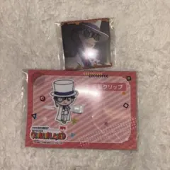 名探偵コナン　コナンランド 怪盗キッド　前髪クリップ　メモリアル缶バッジ