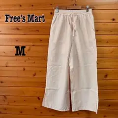 Free's Martワイドパンツ ウエストゴム 裾スリット ベージュピンク M