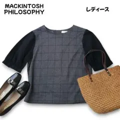 マッキントッシュフィロソフィー チェック ブラウス 袖切替 Mサイズ 極美品のサムネイル