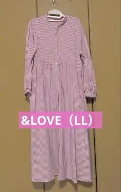 &LOVE アンドラブ　ピンク　マキシ　ワンピ　LL ボーダー