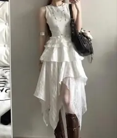 レイヤード　アシメワンピース