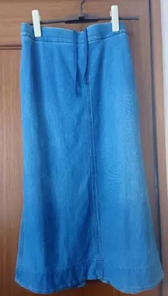ユニクロ　デニムジャージスカート スリット入り　ブルー　Мサイズ