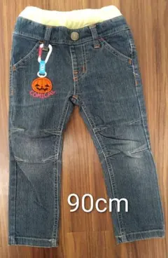 デニムパンツ 90cm ハロウィン かぼちゃ刺繍