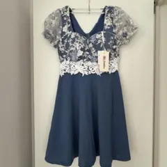 JEWELS 新品未使用タグ付 刺繍入り青のAラインドレス