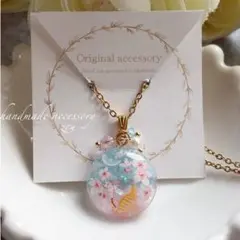 猫ちゃんと桜＊レジンネックレス