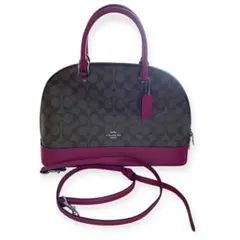 美品COACH ロゴデザイン ハンドバッグ ブラウン/ピンク