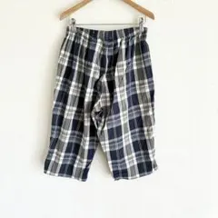 A841 ユニクロ　メンズ　ステテコ　ハーフパンツ　チェック柄　ウエストゴムのサムネイル