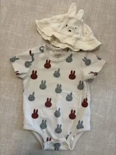 【美品】petit mainミッフィー半袖ロンパース