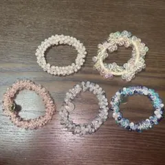 ビーズのヘアゴム 5点セット