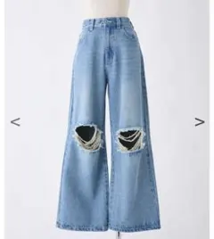 ダメージ ワイドデニム