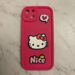 スマホケース キティ ピンク シリコン iPhone15plus サンリオ