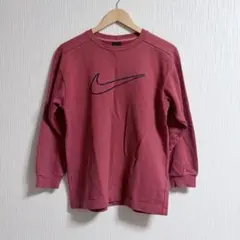 90s NIKE キッズ　スウェット トレーナー レッド 刺繍ロゴ