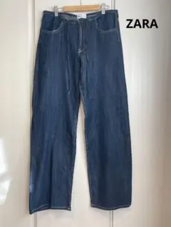 新品★ZARA★ダークブルー ワイドレッグデニム