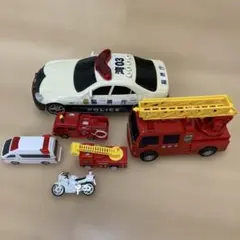 サウンド　パトカー、消防車とミニカー４台セット