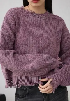 AZUL ダメージニットトップス フリーサイズ