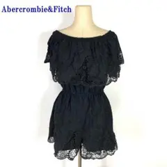 アバクロンビー&フィッチ コットンレースオールインワンネイビーS C1311