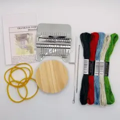 【新品】ダーニング用ミニ織り機 14フック 刺繍糸つき ウィービングルーム