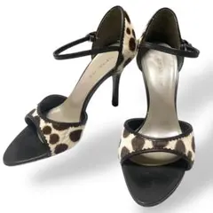 美品 パラディノワール アンクルストラップサンダル 22 ダルメシアン柄