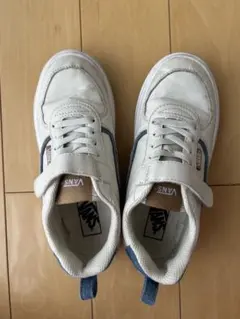 VANS 21cm バンズ キッズ デニム スニーカー 白 ベルクロ ベージュ