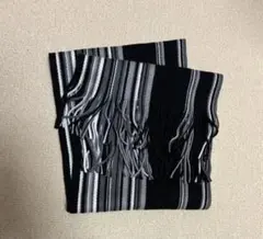 ストライプ マフラー 黒とグレー フリンジ付きCOMME CA FILLE