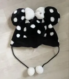 ミニー　ブラック×ホワイト　水玉　ファンキャップ☆ディズニーランド　帽子