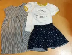 女の子 キッズ服 3点セット ワンピース、半袖シャツ、ショートパンツ