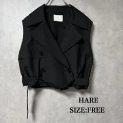 美品 HARE トレンチ ショート ジレ ブラック ベスト ノースリーブのサムネイル