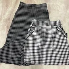 ギンガムチェック　マーメイドスカート　台形スカート　2枚セット