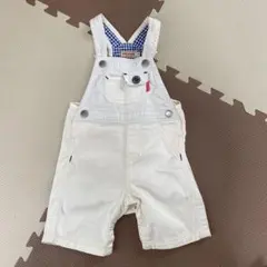 ミキハウス サロペット　白　オーバーオール　半ズボン　男の子　女の子　70 80