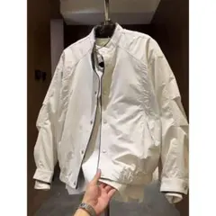 ホワイト ナイロン ボンバージャケット