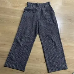 チェック　ツイード　ちょいワイド　ストレートパンツ　秋冬物