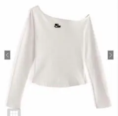 GRL ワンショルダー ホワイト 長袖ロゴTシャツ