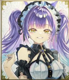 手描きイラスト 252】オリジナル原画中色紙「月光に女の子大怪盗