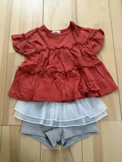 ペアマノンTシャツ 90センチとショートパンツのセット