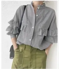 Spick and Span コットンシルクティアードフリルスリーブブラウス ≪追加2≫コットンシルクティアードフリルスリーブブラウス（シャツ