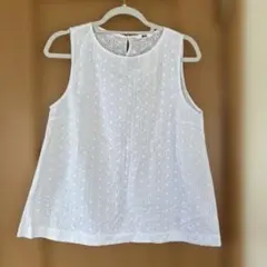 ユニクロ　トップス　 刺繍レース　ノースリーブブラウス　L ホワイト