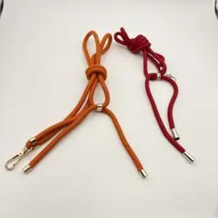 スマホストラップ オレンジ 赤 2点セット