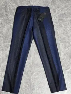 ほぼ未使用！PT01 ネイビー グレー マルチストライプ ウールスラックス