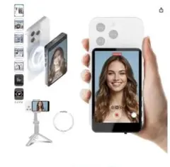 iPhone/Android対応外カメラ自撮りモニター内蔵スピーカーミラーリング