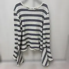 ZARA 袖フリル ボーダーリブニットトップス