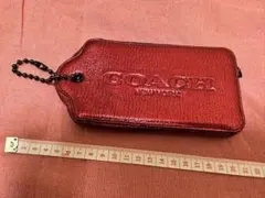 COACH レッド キーリング付きポーチ　美品